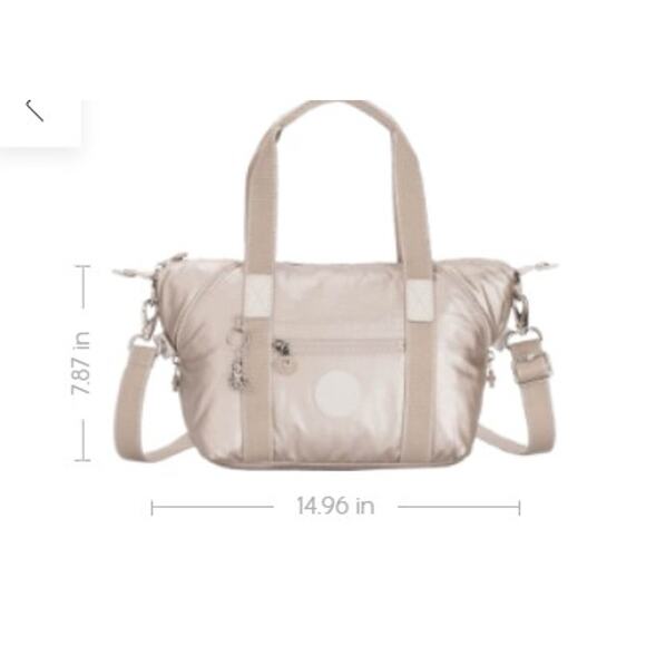 NEW Kipling Mini Tote Bag Purse Metallic Glow Monkey Charm Shoulder Strap Handle - Picture 2 of 16